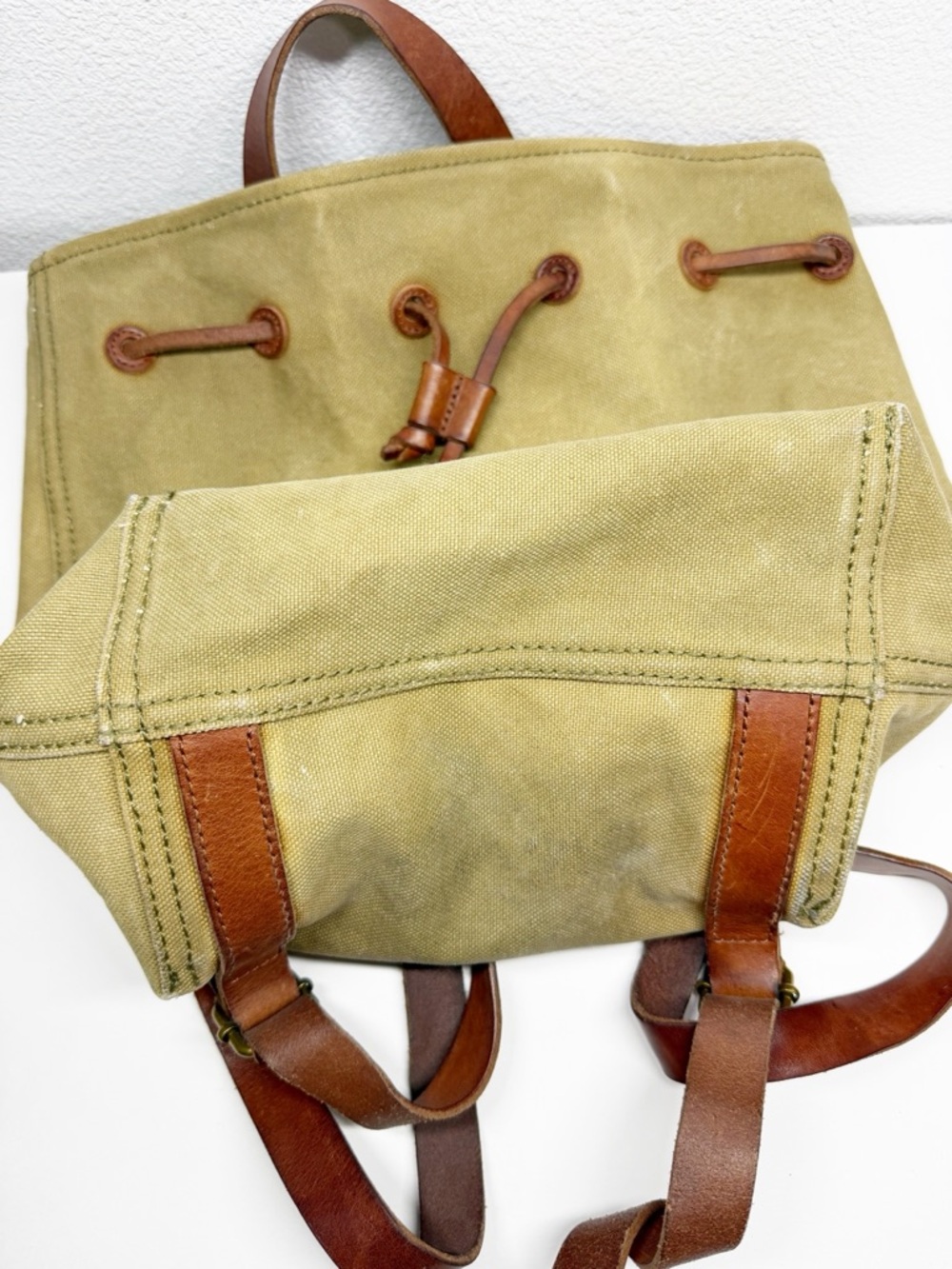 Madewell Somerset Cotton Canvas Leather Strap Drawstring Backpack - Picture 7 of 15